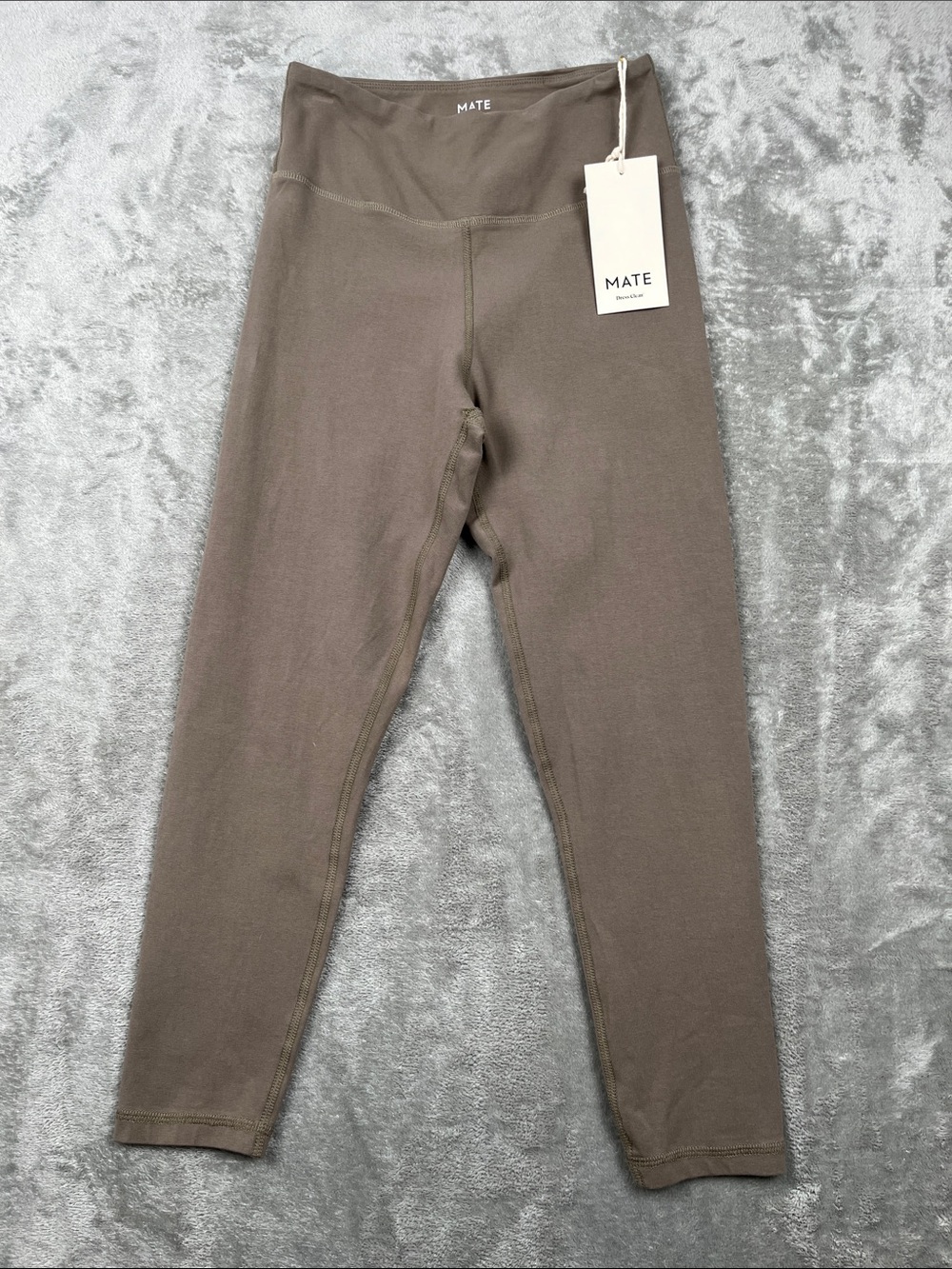 NEW MATE The Label S Pebble Beige Organic Stretch Midi Leggings FLAW